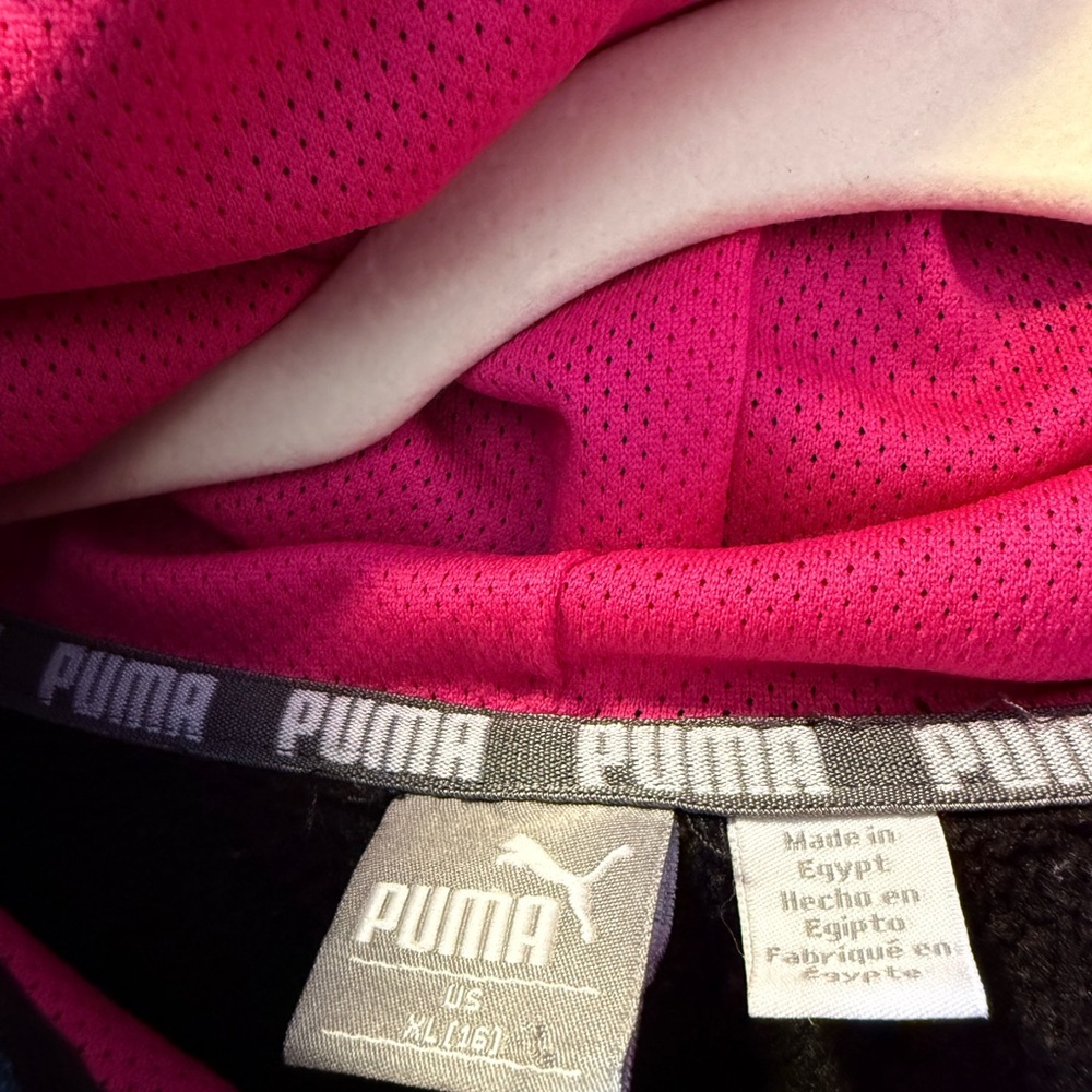 Puma Pink & Black Logo Hoodie Girls 16 Sporty Y2K Athleisure Petite Fit - Picture 5 of 6